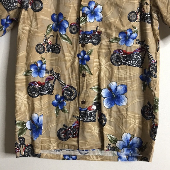 Pacific legend button down Hawaiian shirt with motorcycles size medium - Picture 3 of 12